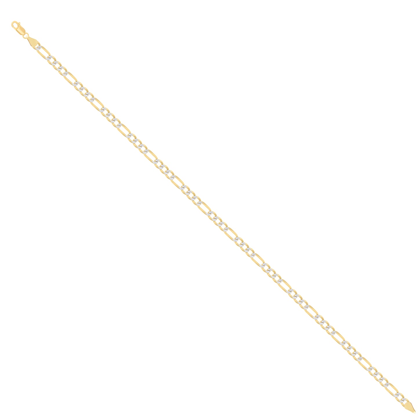 925 Silver Pave Super Flat Figaro Chain 2.6mm