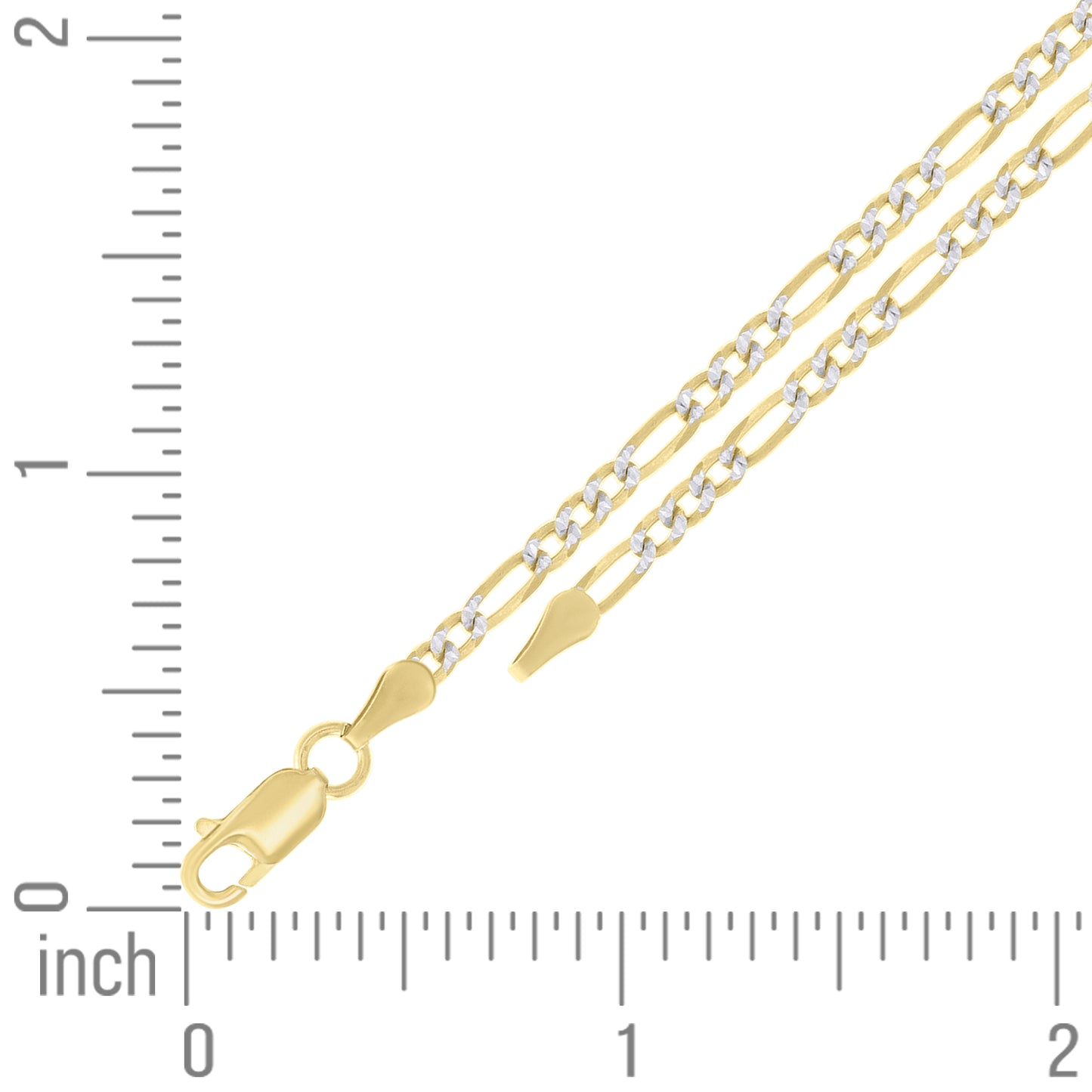 925 Silver Pave Super Flat Figaro Chain 2.6mm