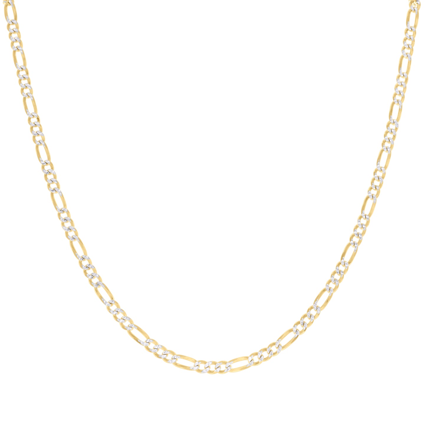 925 Silver Pave Super Flat Figaro Chain 3.6mm