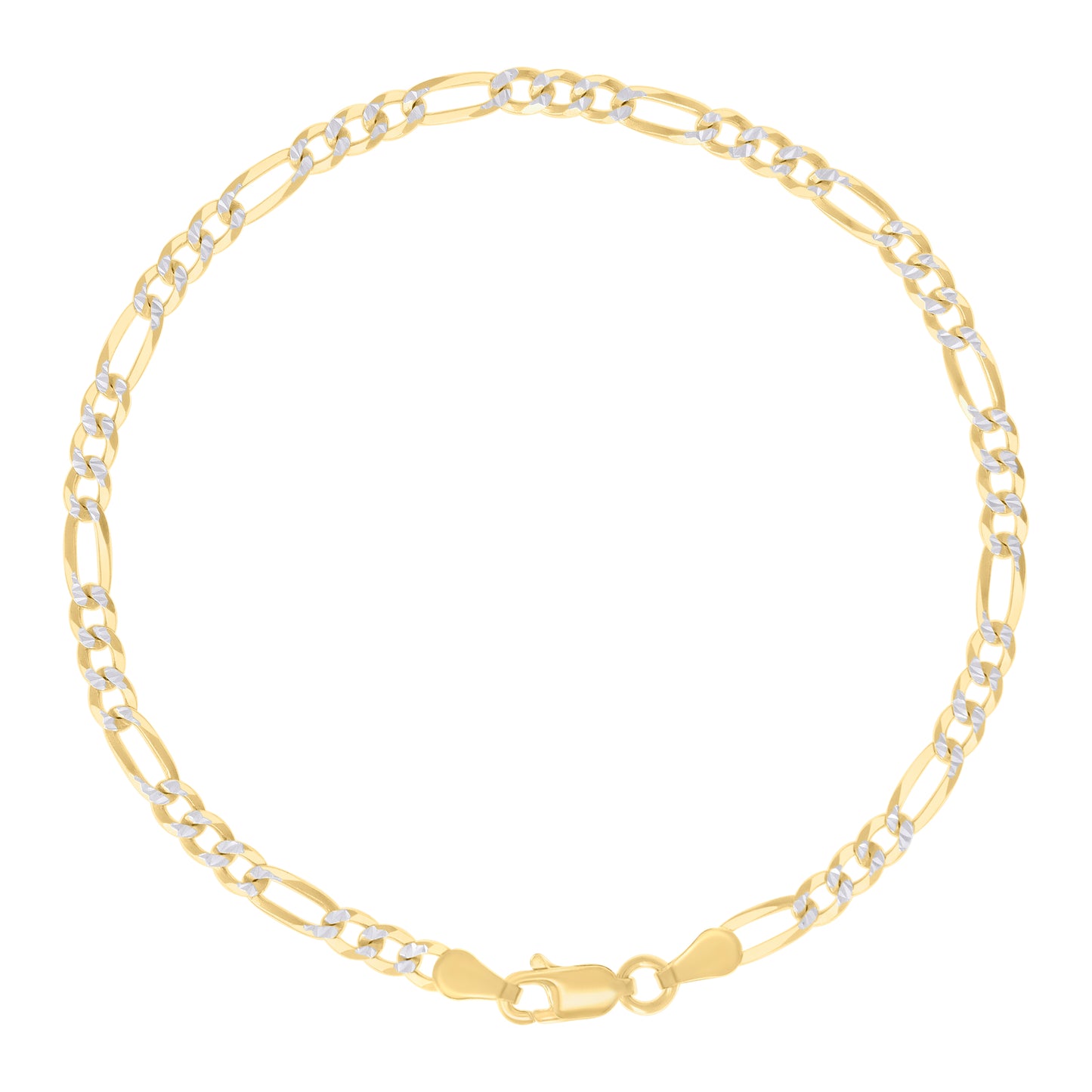 925 Silver Pave Super Flat Figaro Chain 3.6mm