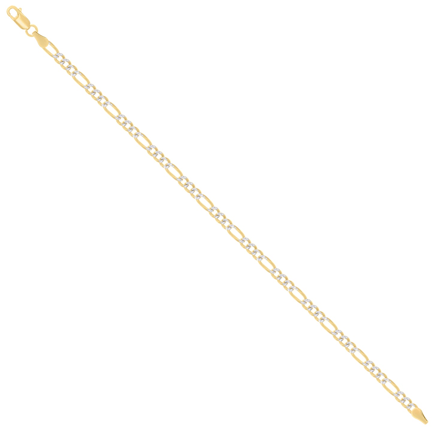925 Silver Pave Super Flat Figaro Chain 3.6mm