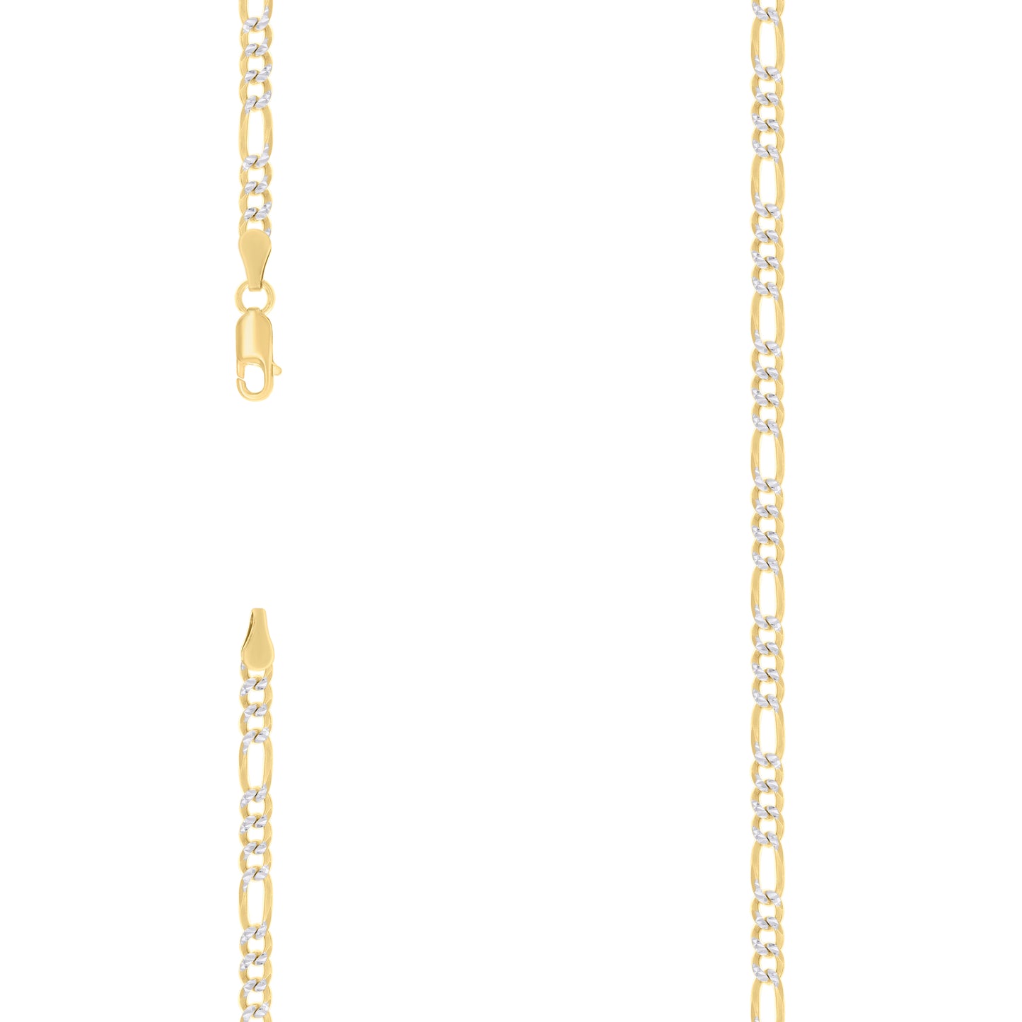 925 Silver Pave Super Flat Figaro Chain 3.6mm
