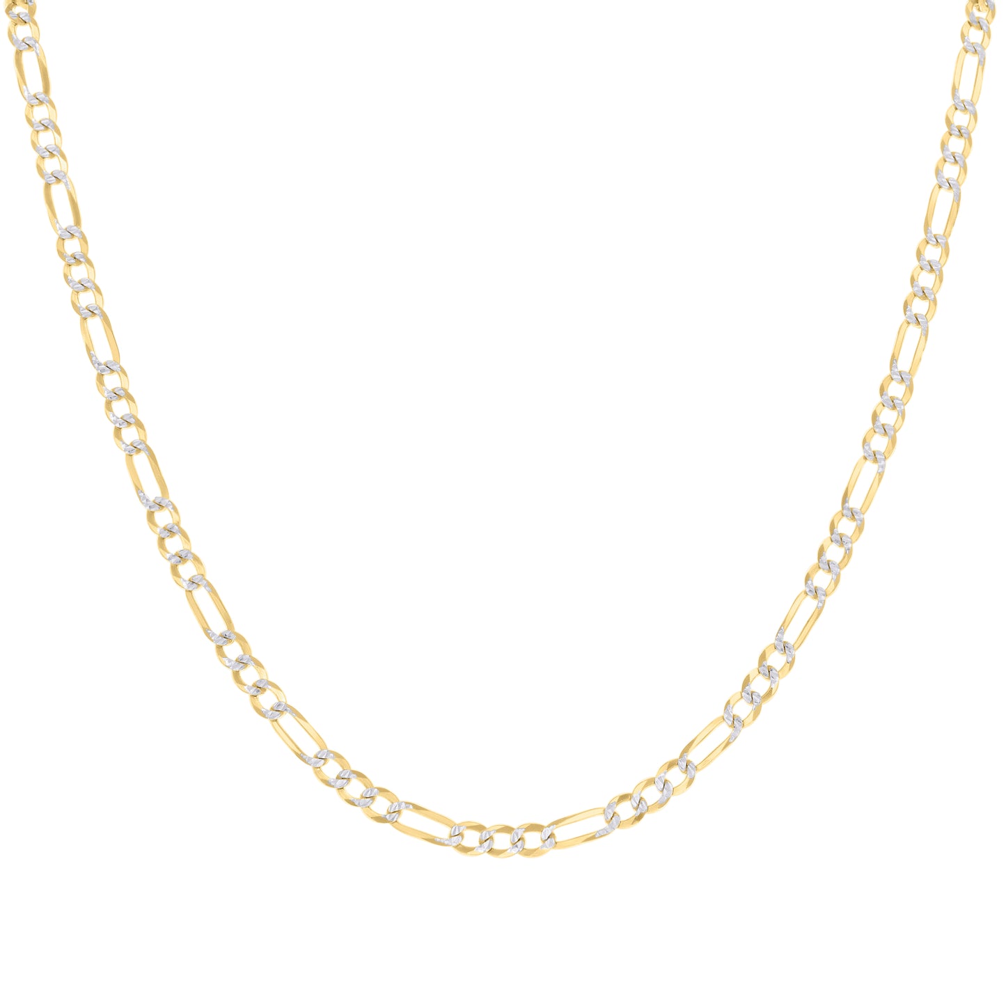 925 Silver Pave Super Flat Figaro Chain 4.0mm
