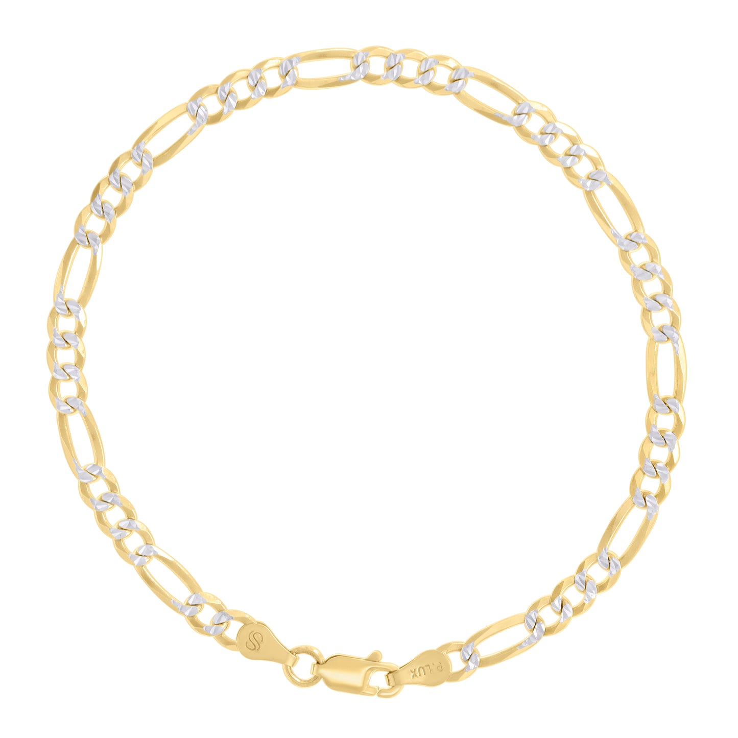 925 Silver Pave Super Flat Figaro Chain 4.0mm
