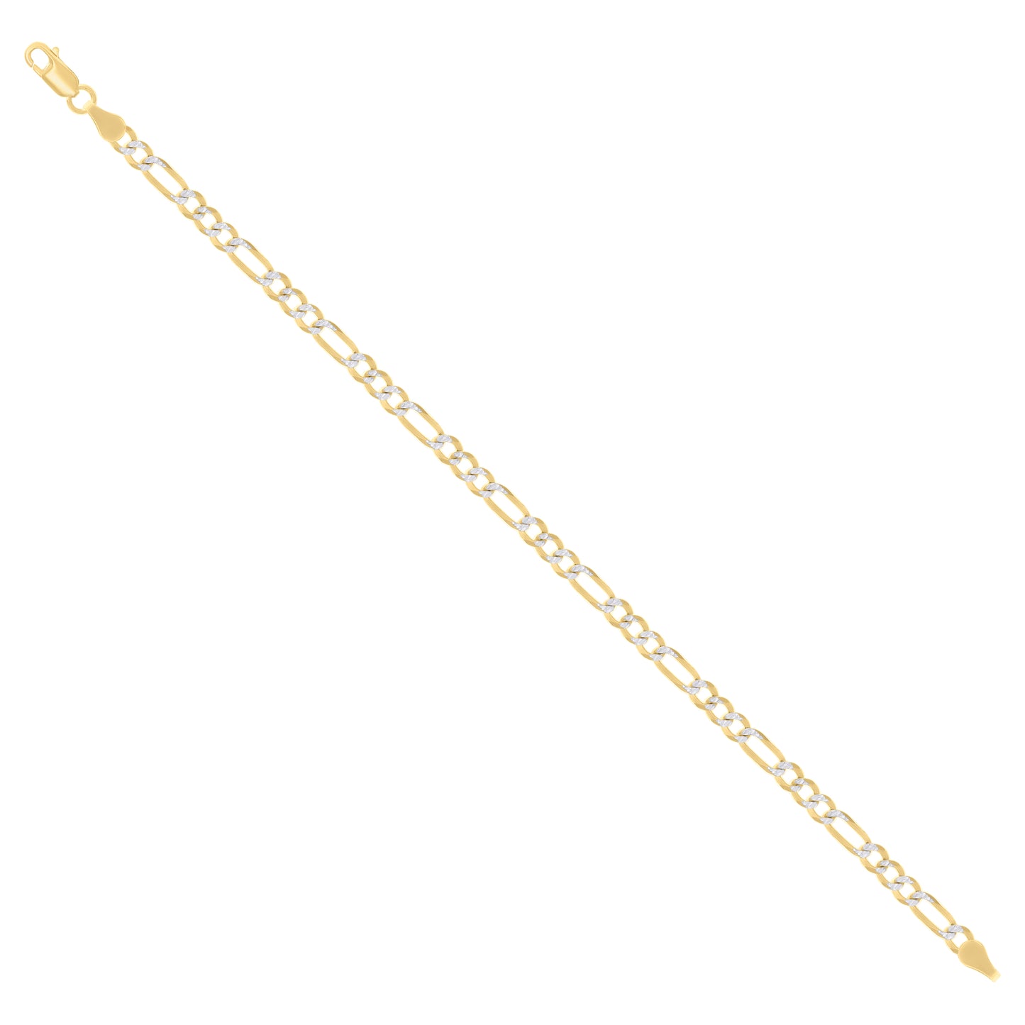 925 Silver Pave Super Flat Figaro Chain 4.0mm
