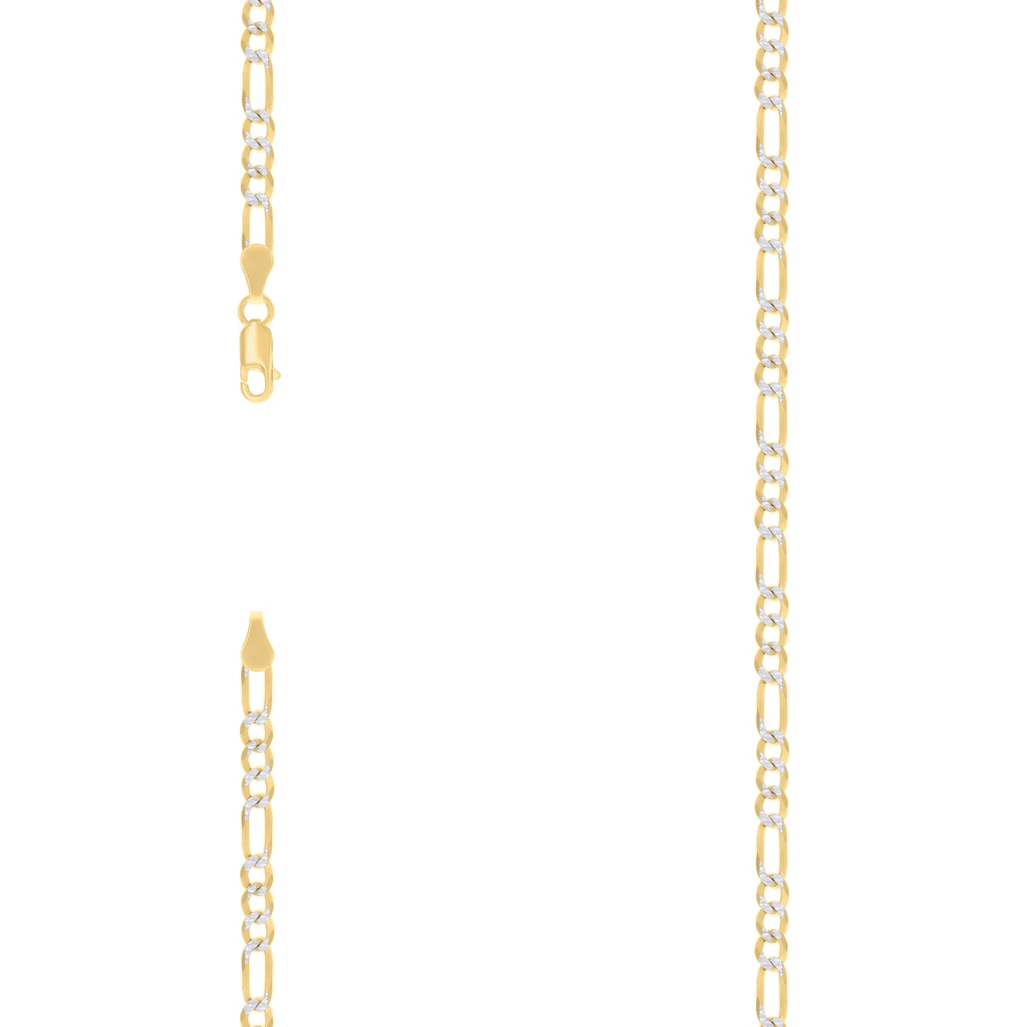 925 Silver Pave Super Flat Figaro Chain 4.0mm