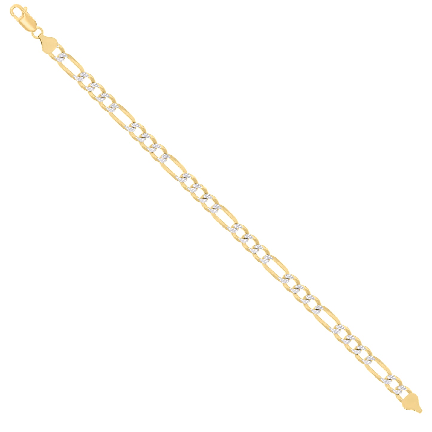 925 Silver Pave Super Flat Figaro Chain 6.7mm