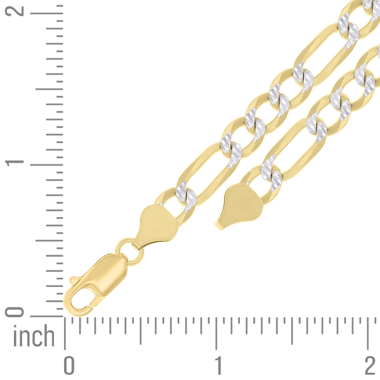 925 Silver Pave Super Flat Figaro Chain 6.7mm