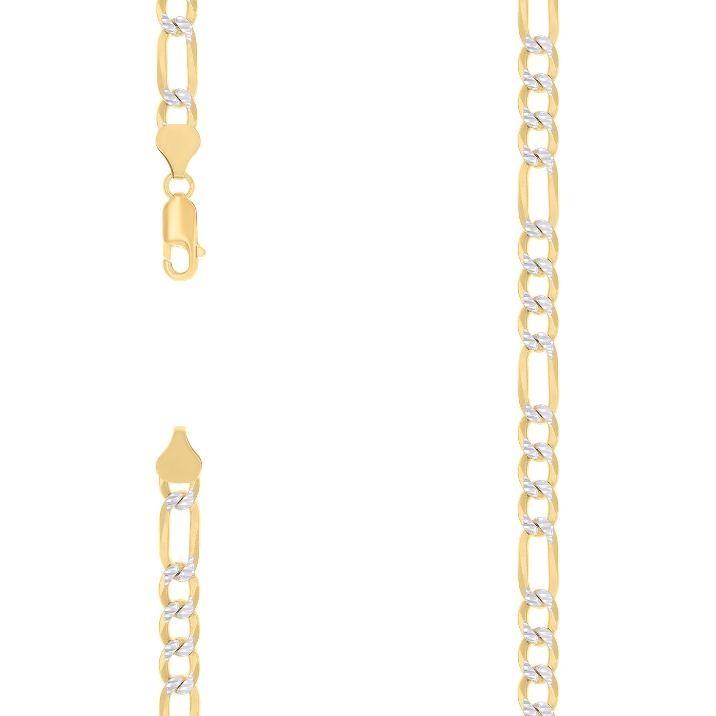925 Silver Pave Super Flat Figaro Chain 6.7mm