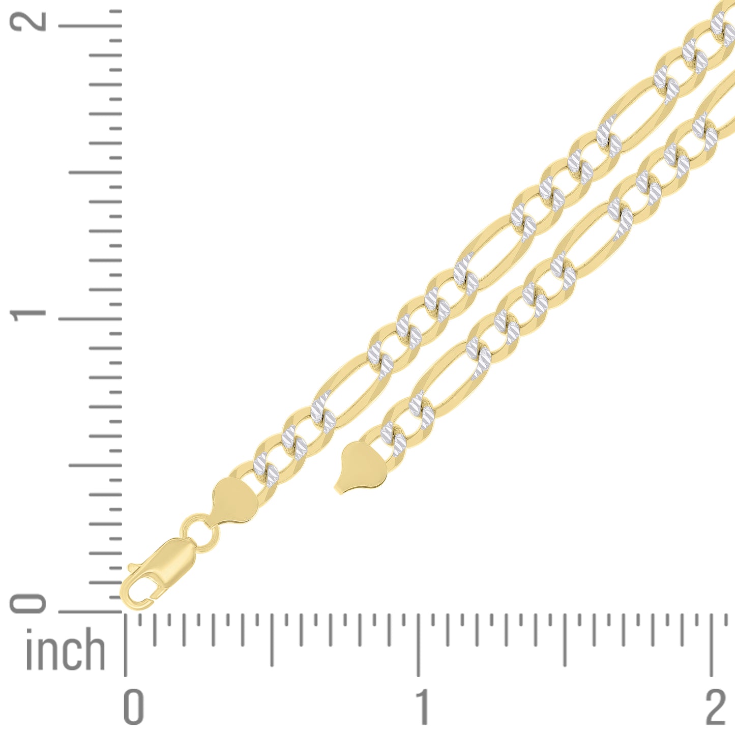 925 Silver Pave Super Flat Figaro Chain 7.5mm