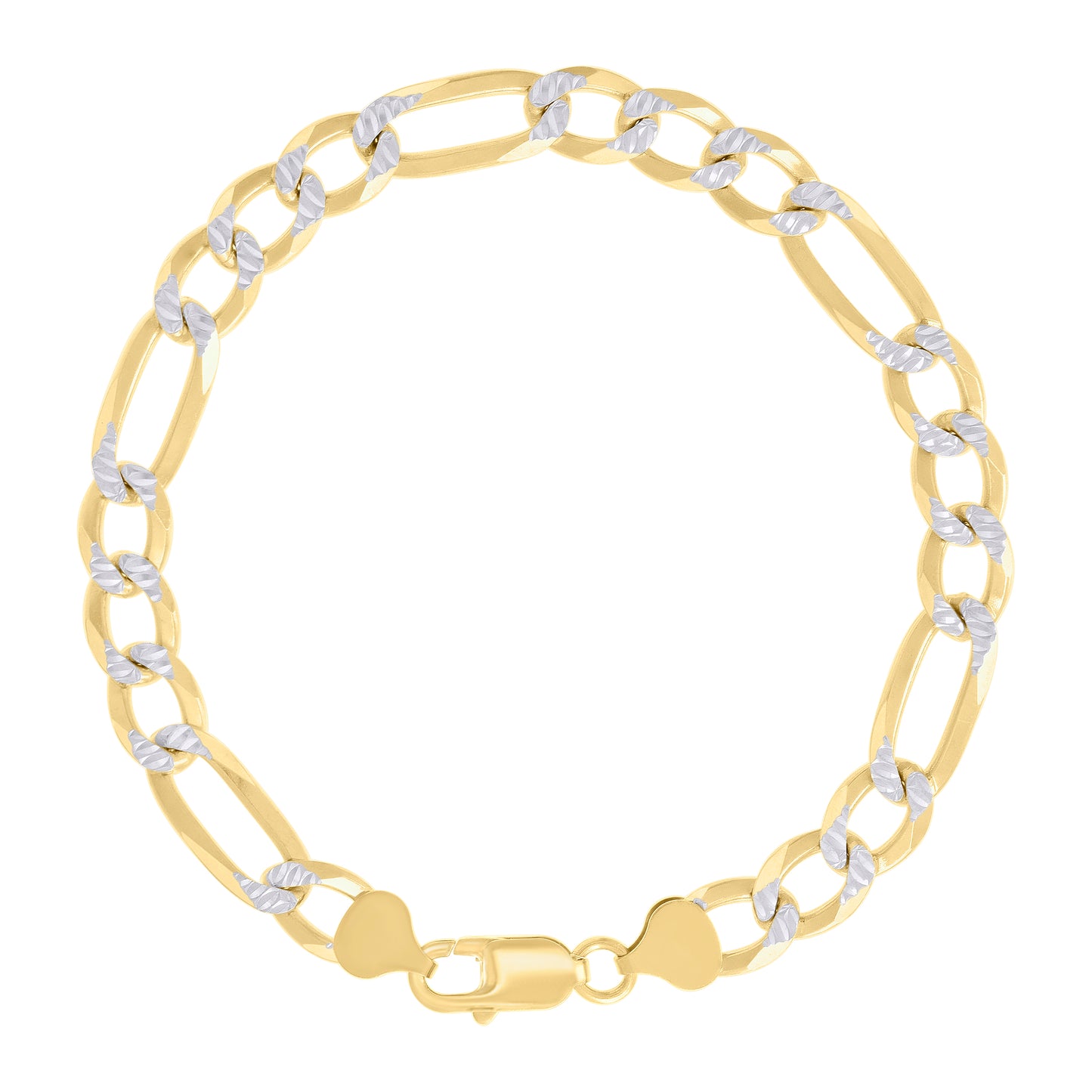 925 Silver Pave Super Flat Figaro Chain 8.2mm