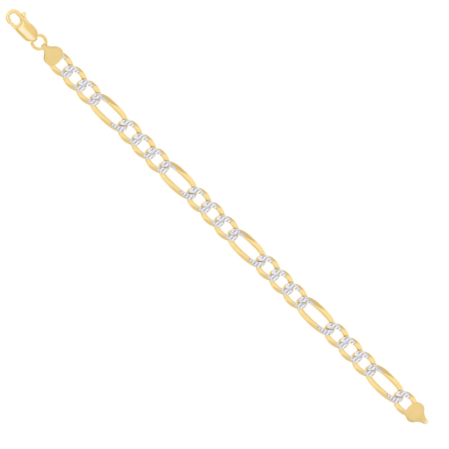 925 Silver Pave Super Flat Figaro Chain 8.2mm