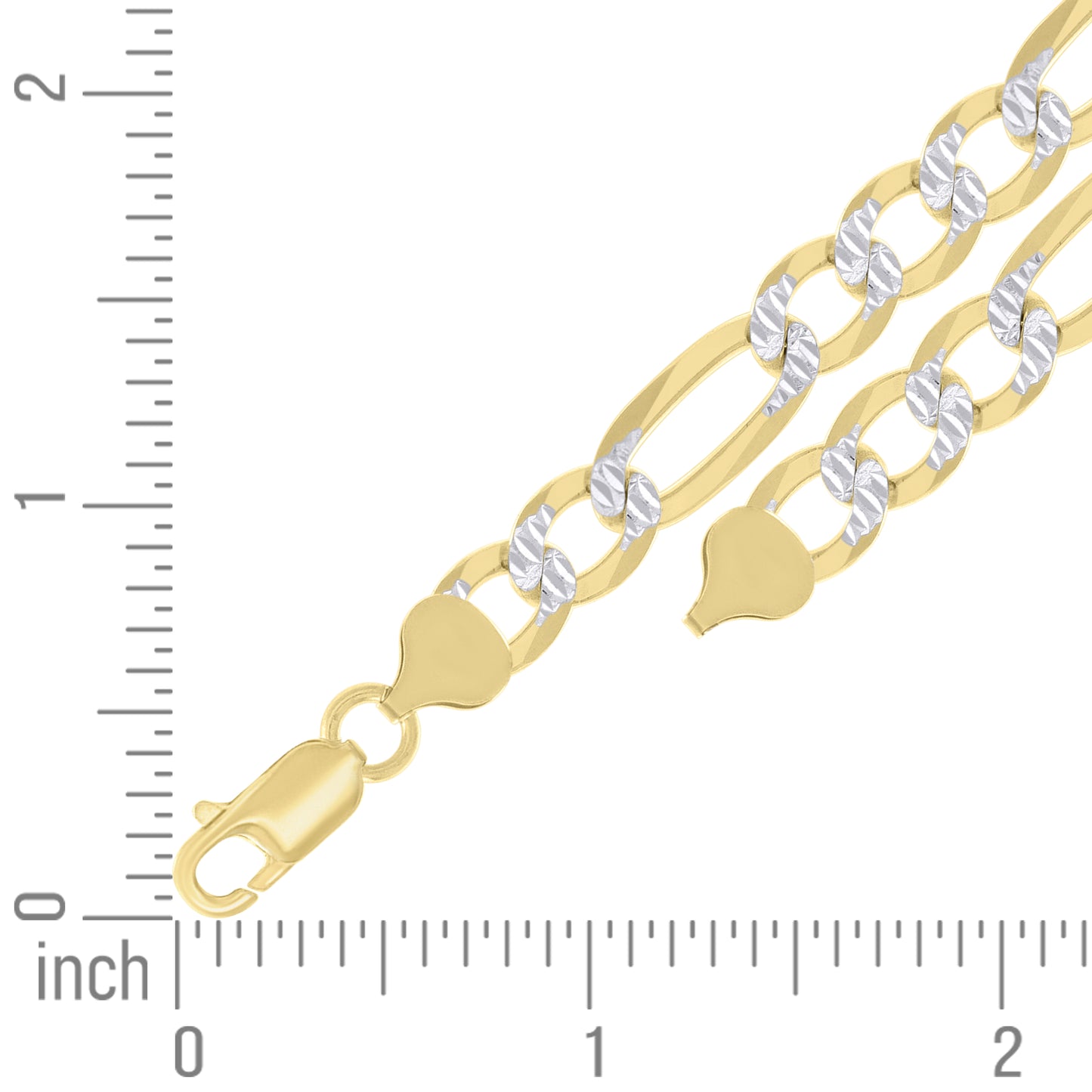 925 Silver Pave Super Flat Figaro Chain 8.2mm