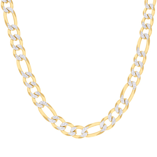 925 Silver Pave Super Flat Figaro Chain 10mm