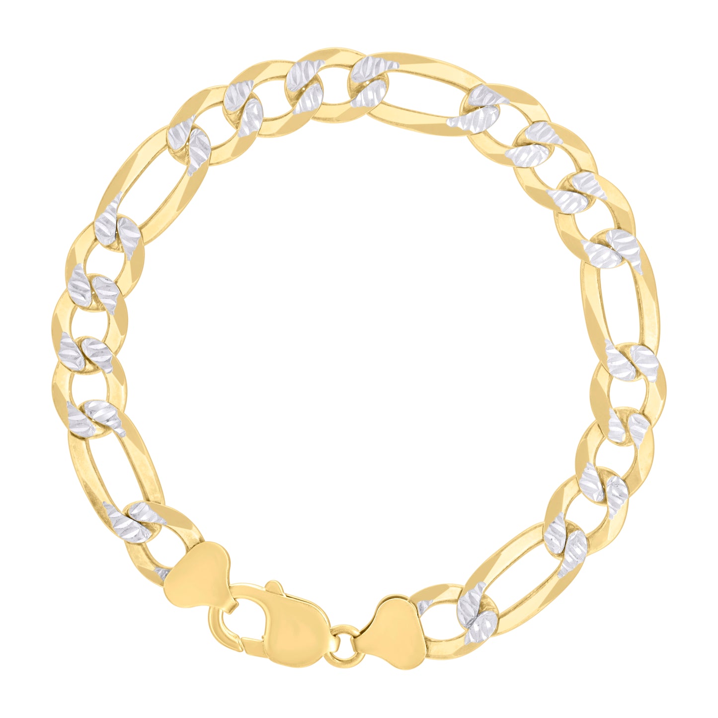 925 Silver Pave Super Flat Figaro Chain 10mm