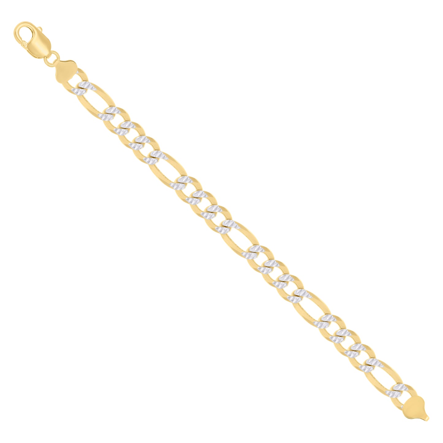 925 Silver Pave Super Flat Figaro Chain 10mm