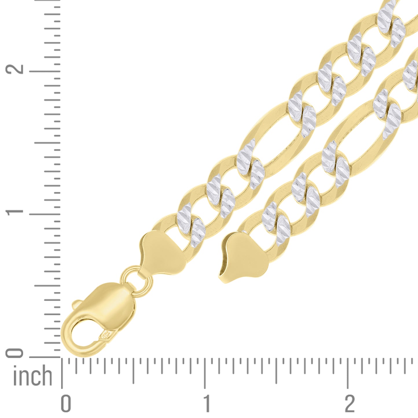 925 Silver Pave Super Flat Figaro Chain 10mm