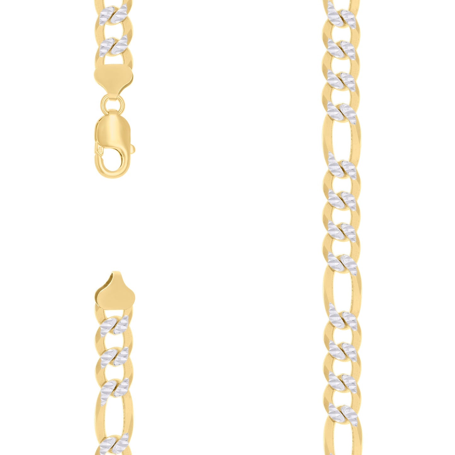 925 Silver Pave Super Flat Figaro Chain 10mm