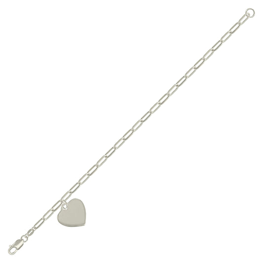 925 Sterling Silver Heart Bracelet 7.5"