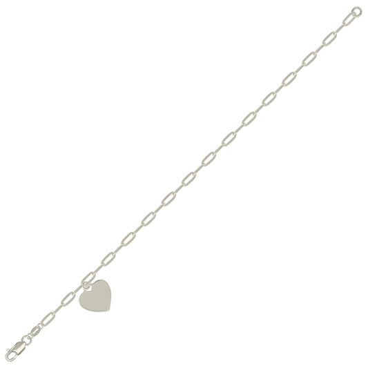 925 Sterling Silver Heart Silver Plated Bracelet 7