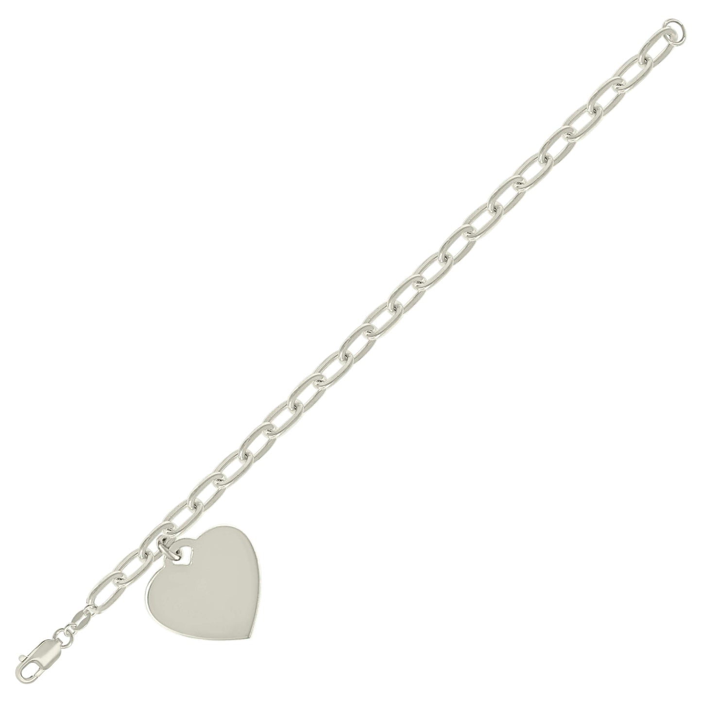 925 Sterling Silver Heart Silver Plated Bracelet 7
