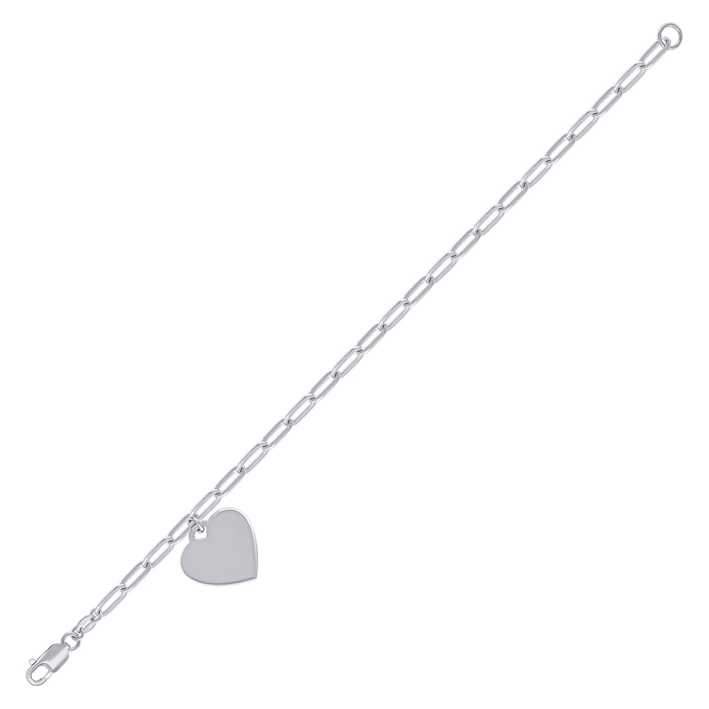 925 Sterling Silver Heart Rhodium Plated Bracelet