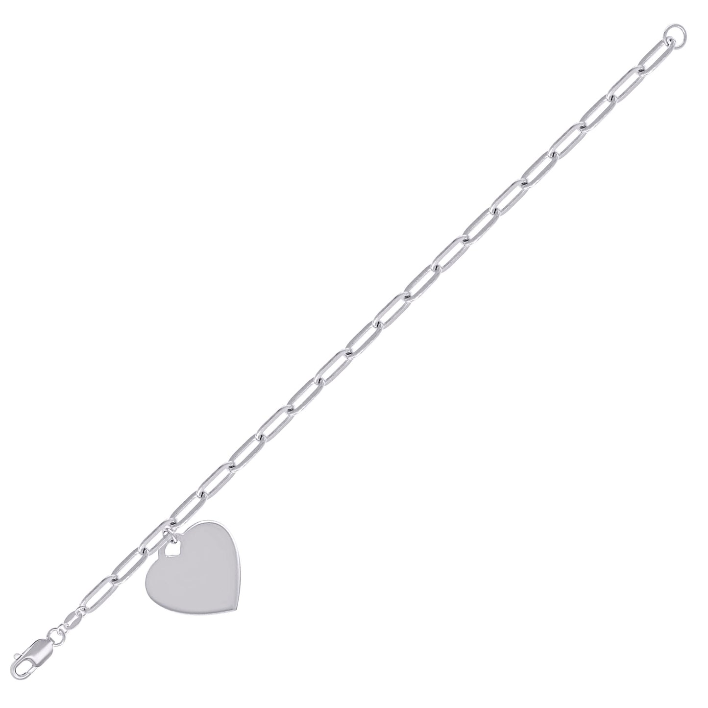925 Sterling Silver Heart Rhodium Plated Bracelet