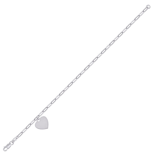 925 Sterling Silver Heart Rhodium Plated Bracelet