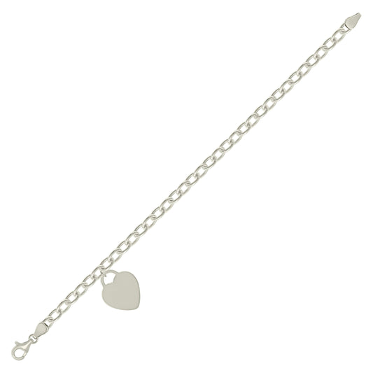 925 Sterling Silver Heart Silver Plated Bracelet 7