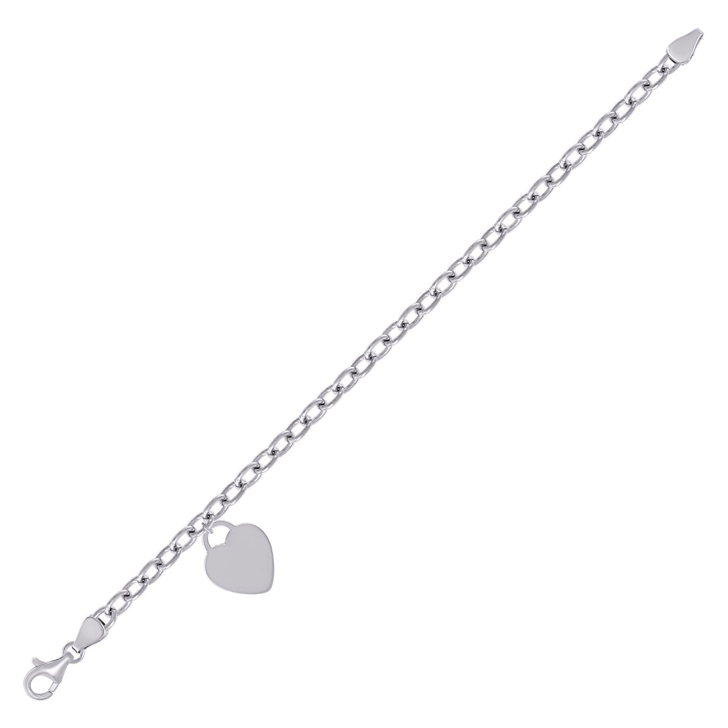 925 Sterling Silver Heart Rhodiumplated Bracelet 7
