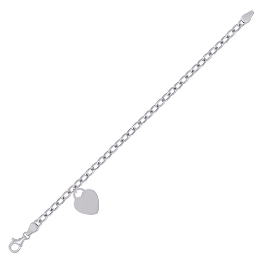 925 Sterling Silver Heart Rhodiumplated Bracelet 7