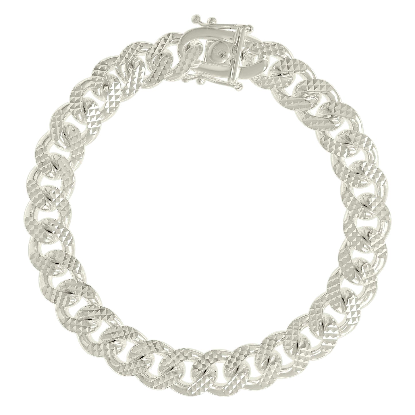 925 Silver Solid Miami Cuban Pyramid Chain Silver 9.8mm