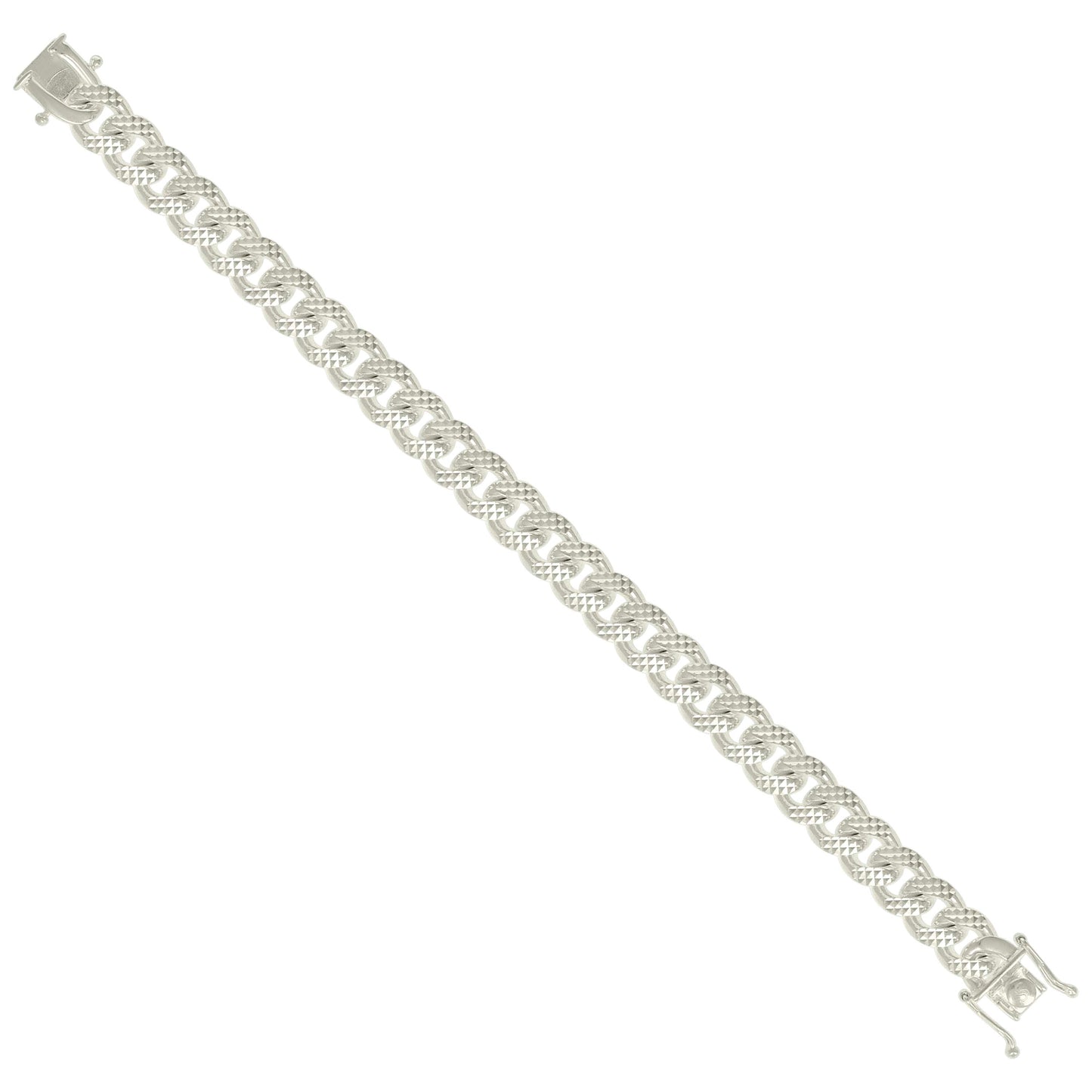 925 Silver Solid Miami Cuban Pyramid Chain Silver 9.8mm