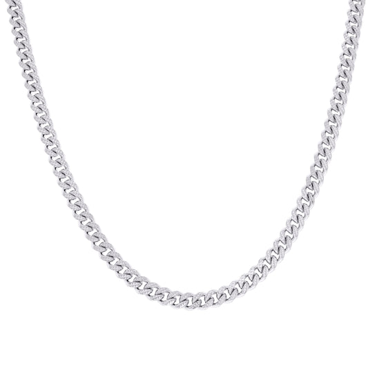 925 Silver Solid Miami Cuban Pyramid Chain 6.3mm