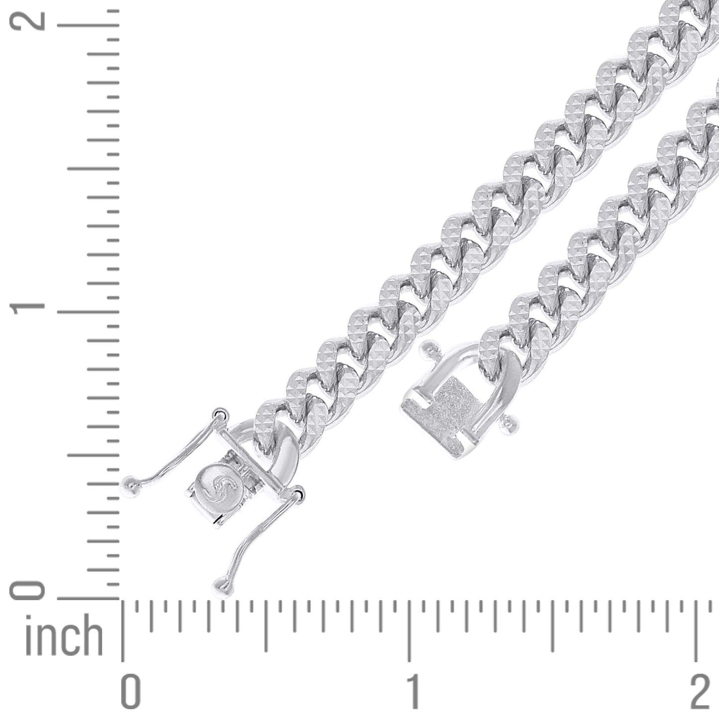 925 Silver Solid Miami Cuban Pyramid Chain 6.3mm