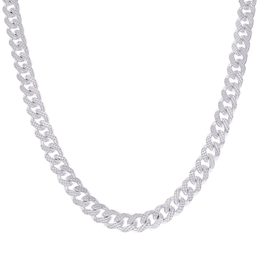 925 Silver Solid Miami Cuban Pyramid Chain 9.8mm