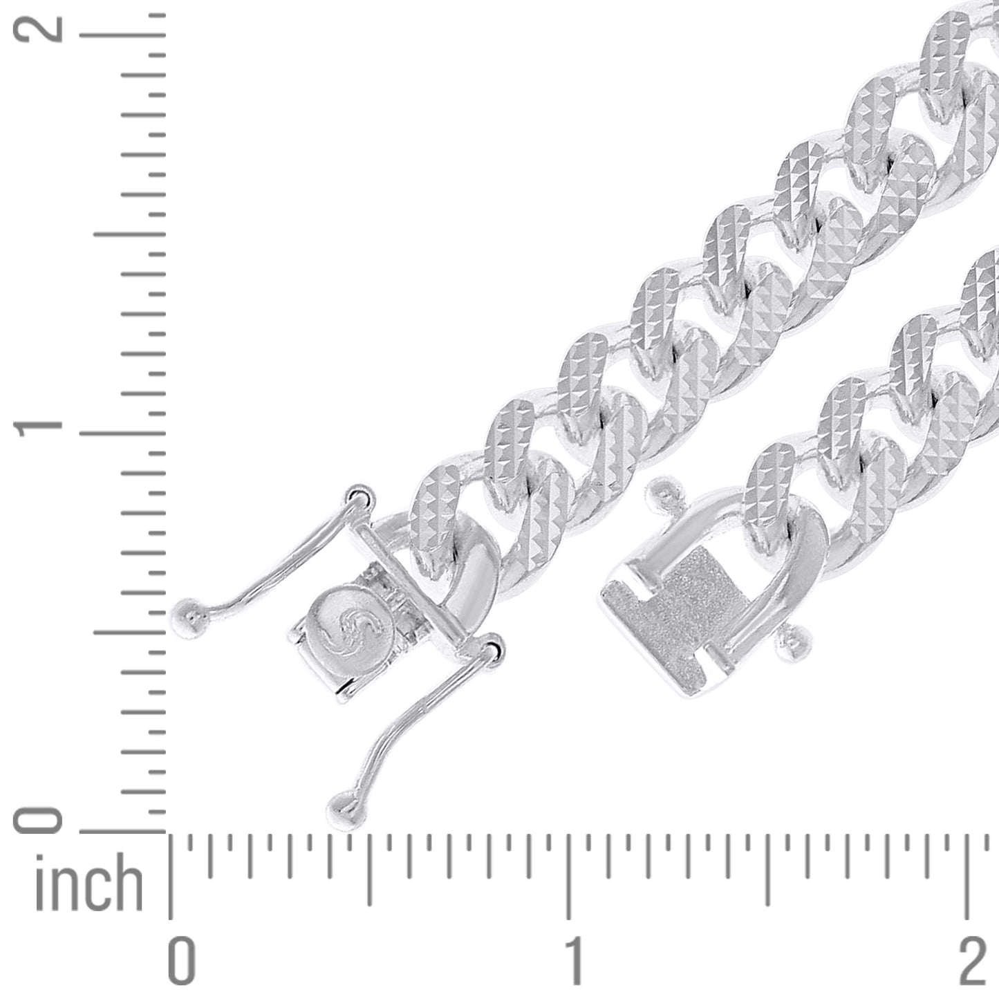 925 Silver Solid Miami Cuban Pyramid Chain 9.8mm