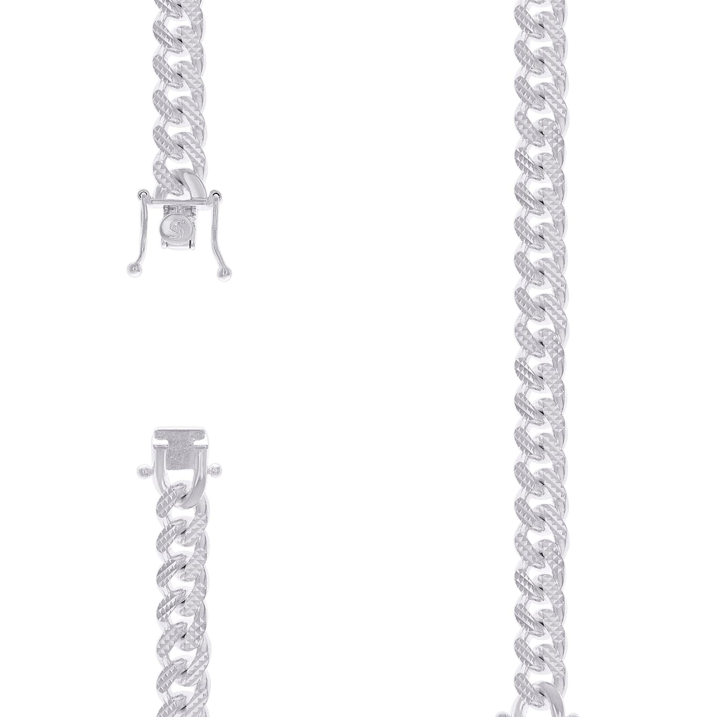 925 Silver Solid Miami Cuban Pyramid Chain 9.8mm