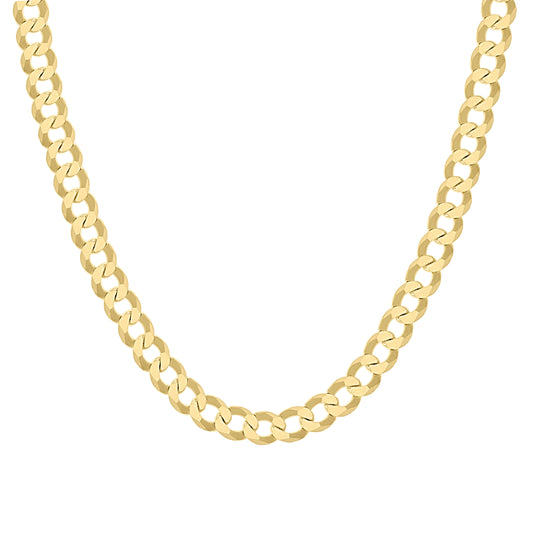 925 Silver Solid Super Flat Cuban Chain Yellow 6mm