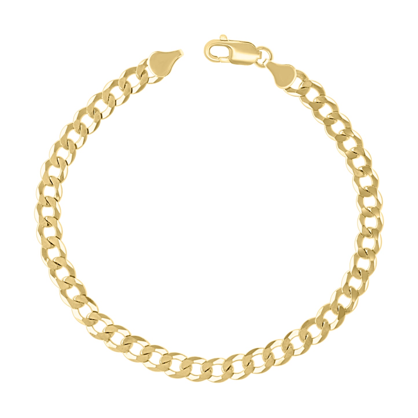 925 Silver Solid Super Flat Cuban Chain Yellow 6mm