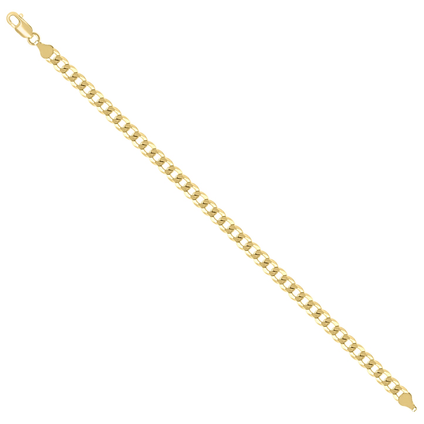 925 Silver Solid Super Flat Cuban Chain Yellow 6mm