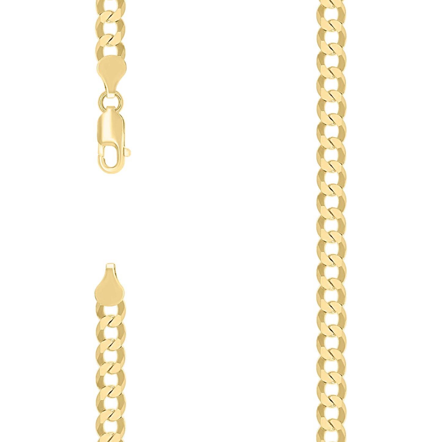 925 Silver Solid Super Flat Cuban Chain Yellow 6mm