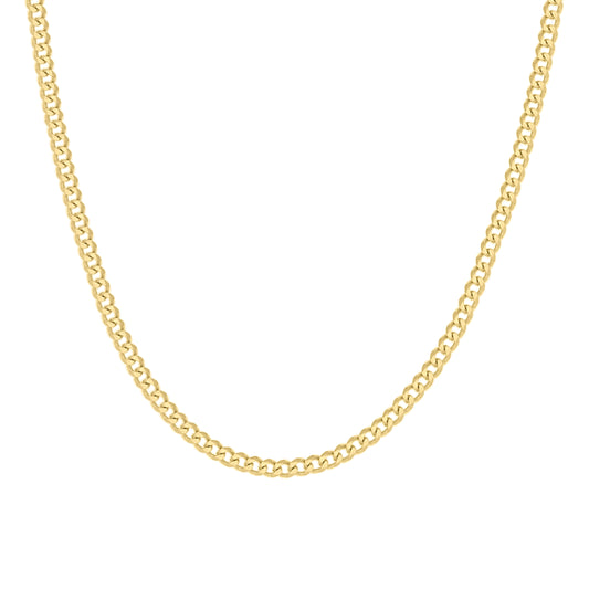 925 Silver Solid Super Flat Cuban Chain Yellow 2mm