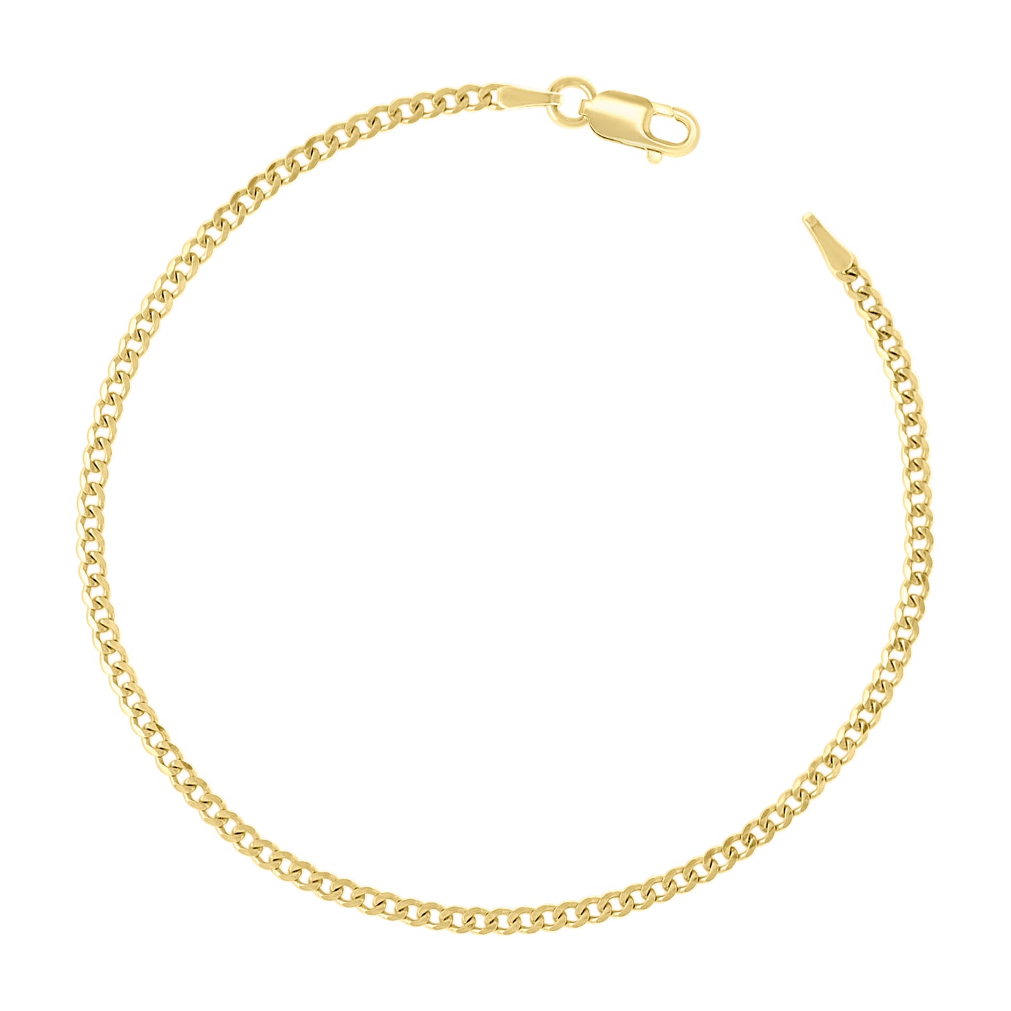 925 Silver Solid Super Flat Cuban Chain Yellow 2mm