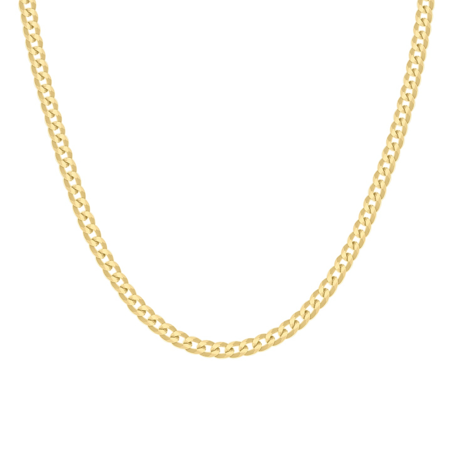 925 Silver Solid Super Flat Cuban Chain Yellow 2.8mm