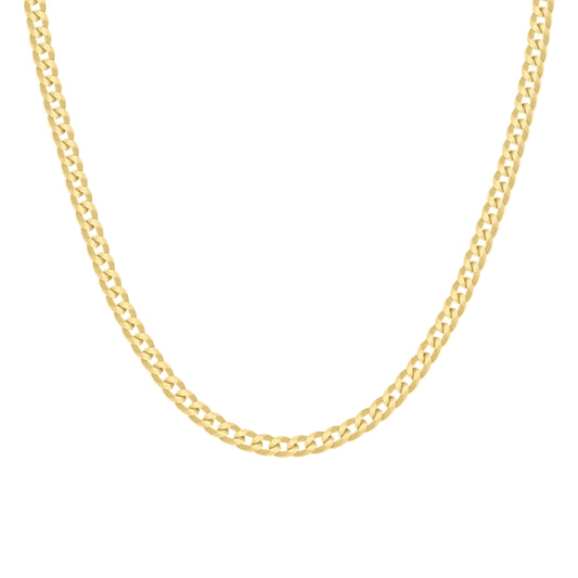 925 Silver Solid Super Flat Cuban Chain Yellow 2.8mm