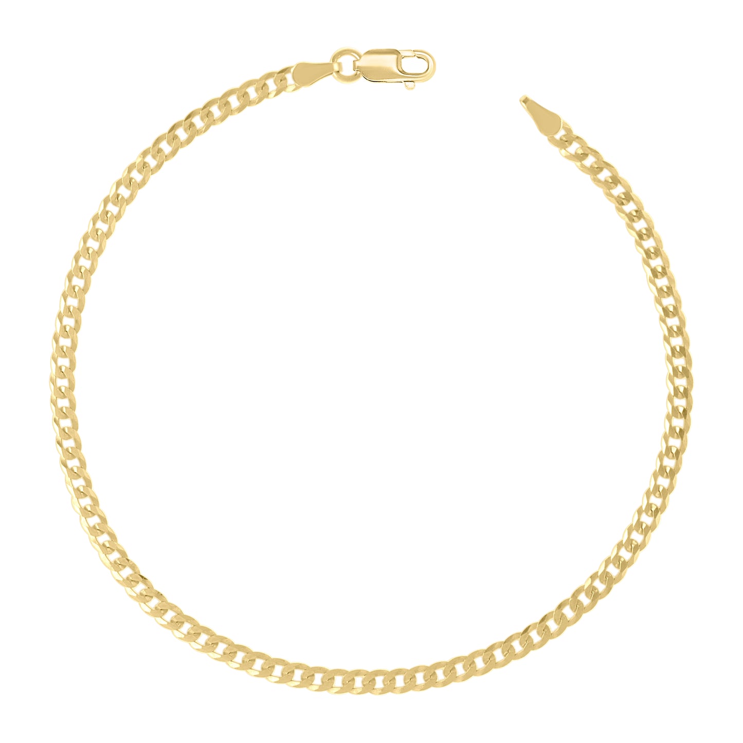 925 Silver Solid Super Flat Cuban Chain Yellow 2.8mm