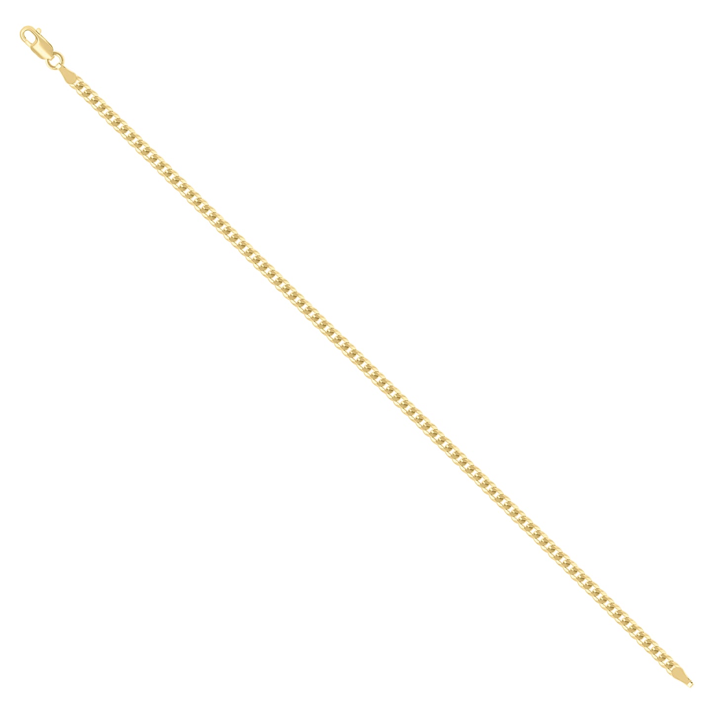 925 Silver Solid Super Flat Cuban Chain Yellow 2.8mm