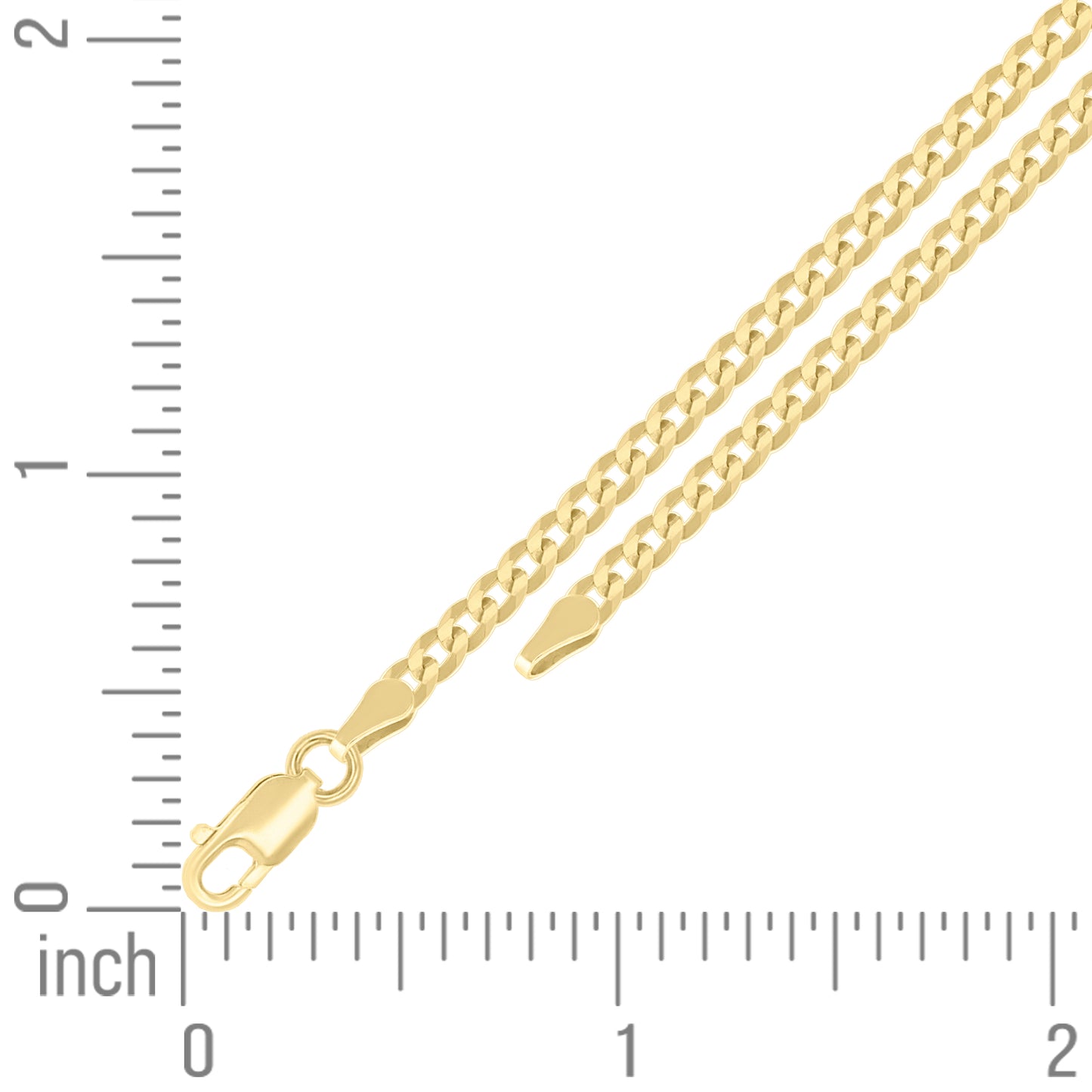 925 Silver Solid Super Flat Cuban Chain Yellow 2.8mm