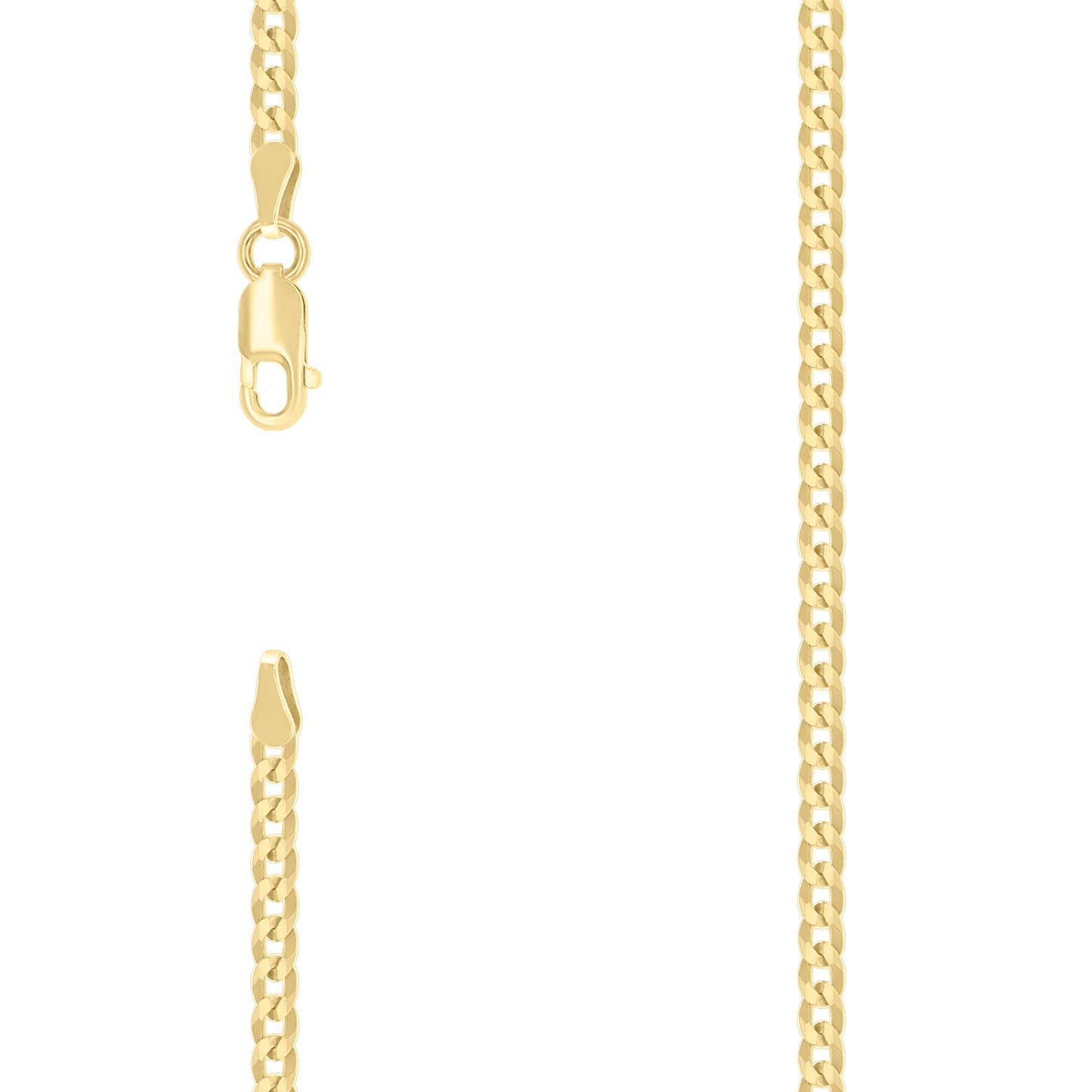 925 Silver Solid Super Flat Cuban Chain Yellow 2.8mm